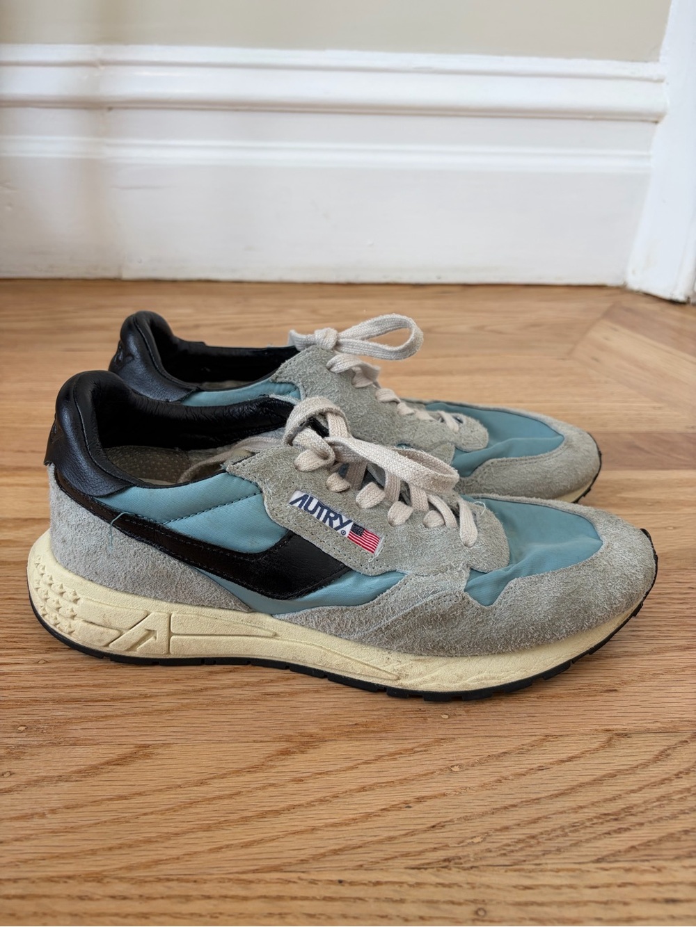 Autry Suede & Nylon Light Blue Retro Sneaker